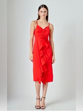 ENDLESS ROSE CASCADING RUFFLE DRESS XS